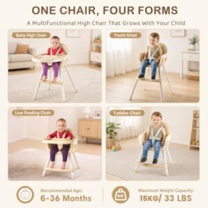 Baby Highchair with Removable Double Tray & 5‑Point Safety Harness