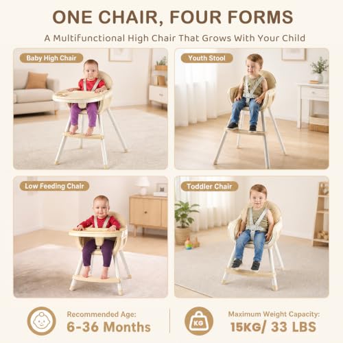 Baby Highchair with Removable Double Tray & 5‑Point Safety Harness