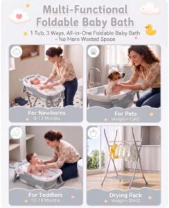 3‑in‑1 Bathtub with Thermometer & Support Mat