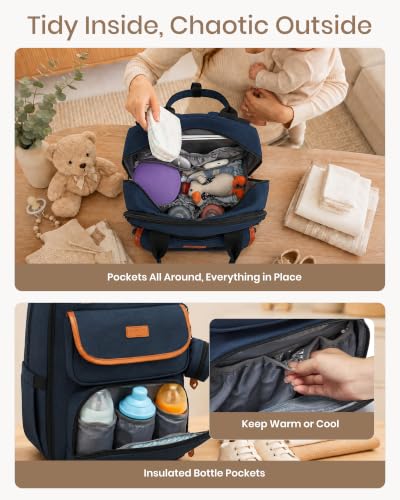 Nappy Bags for Mum & Dad                                                          Water Resistant Baby Bag with Pacifier Holder