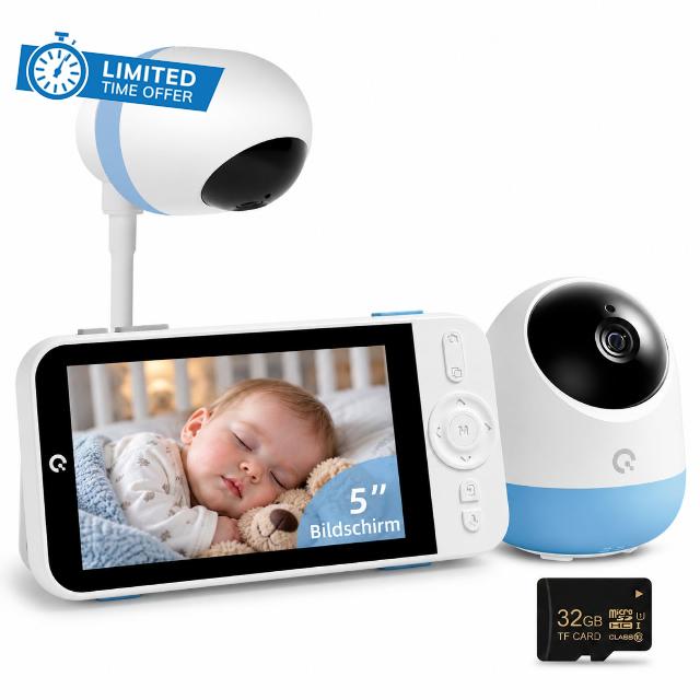 Ognee Baby Monitor with camera and night vision Non-WiFi 24h Playback 32GB 6000mAh