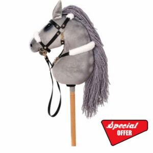 Stick Horse Hobby Horse with Padded Form and Looped Hand Reins                                                          Shaped Fabric Horse Form