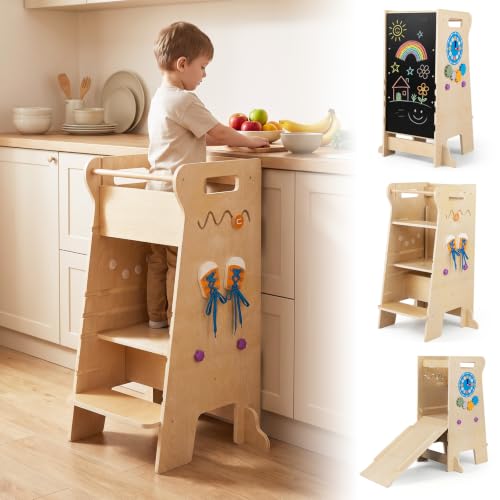 Wooden Kids Step Stool (57x52x90cm)                                                          with Chalkboard