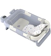Small Foldable Baby Playpen with Mat for Babies & Toddlers, Grey | Portable Play Pen, 127x127x68c...