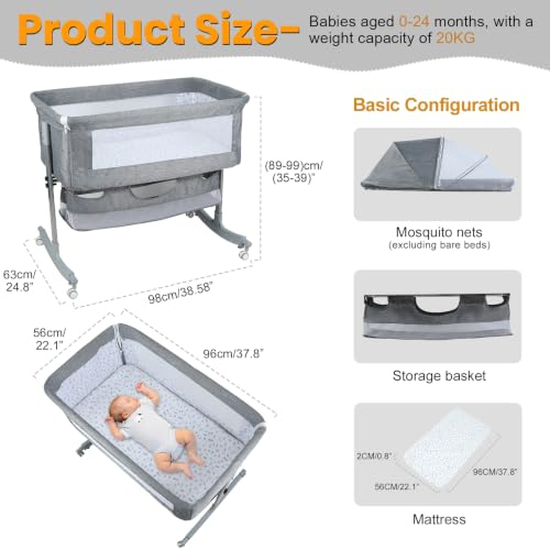 Rocking Mode & Storage Basket; For Newborn Sleep Grey with No Table
