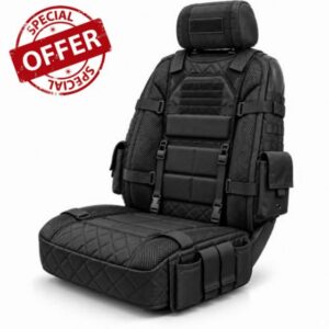 Tactical Car Seat Organizer with Storage Pockets and Webbing                                                          Adds practical front-seat storage with built-in pockets