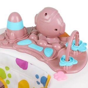 Push Handle & Music Tray                                                          5-Level Height Adjustable 360° Rotating Wheels