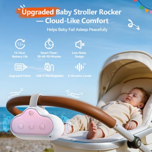 Pram Rocker -Rocking Device for Stroller- Pink Adjustable Speed