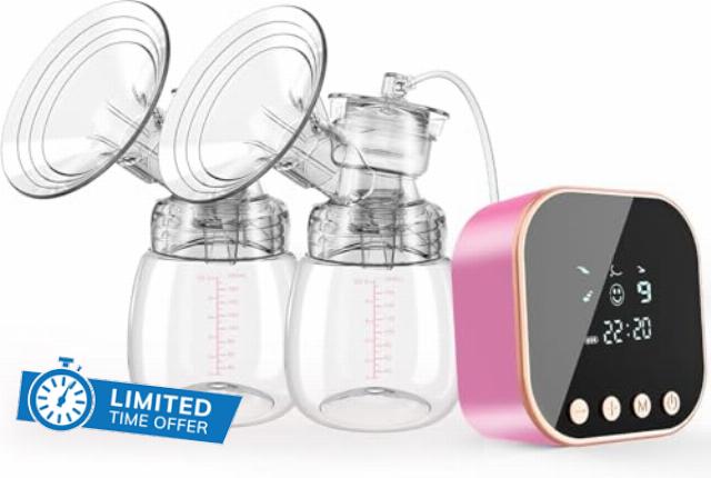 Lulia 4 Modes & 9 Levels Double Electric Breast Pump Strong Suction Portable Breastfeeding Pump