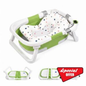 Cochildor Foldable Baby Bath Tub with Cushion & Thermometer