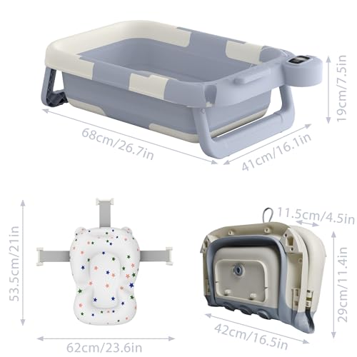 Light Blue Newborn Support for Home Collapsible Infant Bathtub