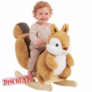 AIYAPLAY Rocking Horse Squirrel Design for Toddlers 1-3 Years Brown                                                          Stable Plush Ride on Horse