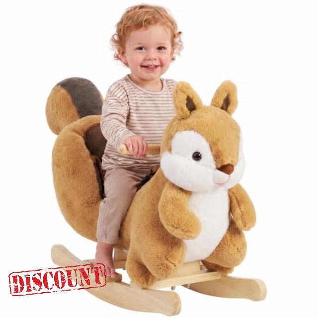 AIYAPLAY Rocking Horse Squirrel Design for Toddlers 1-3 Years Brown                                                          Stable Plush Ride on Horse