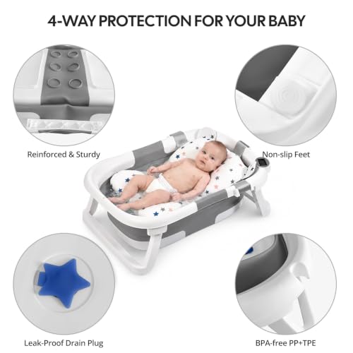 Grey                                                          Compact Baby Bathtub