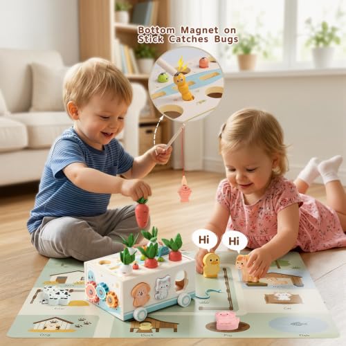 Shape Sorter Farm Animal Toy 7-in-1 with Carrot Harvest