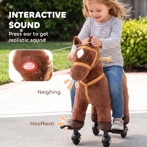 Dark Brown Ride On Pony Toy
