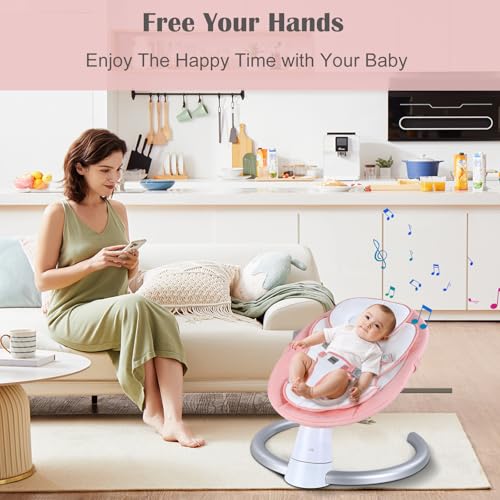 Portable Swing Chair from Birth for Newborn Boys Girl (Rose)