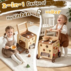 Montessori Pretend Kitchen Activity Toy                                                          wooden activity walker