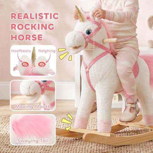 White Plush Ride On Animal Rocker