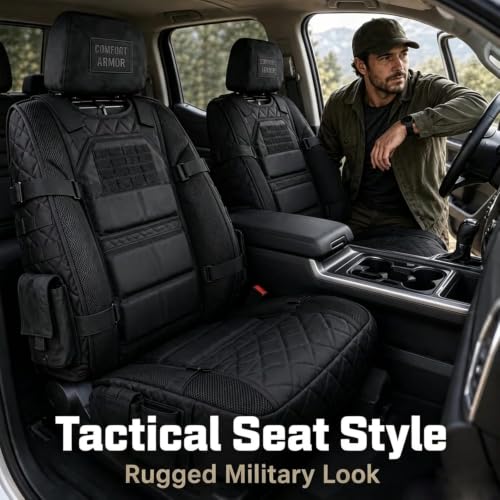 Tactical Car Seat Cover Organizer Adds Practical Front-Seat Storage with Built-in Pockets
