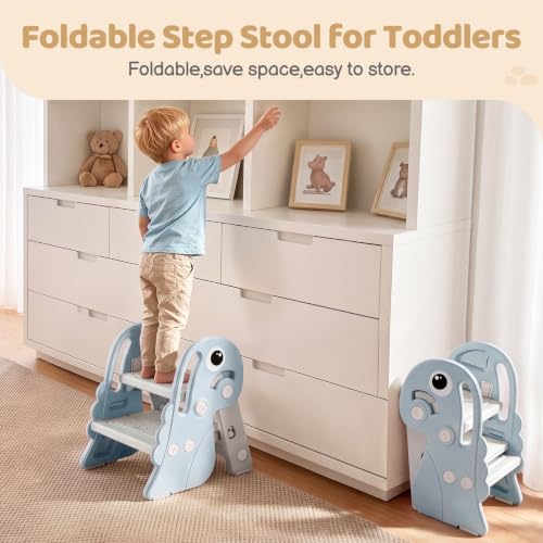 Blue Kids Step Stool with Wider Pedal