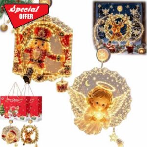 Christmas Window Light with Suction Cup and Warm LED (2PC-A)                                                          Battery Operated Hanging Window Light