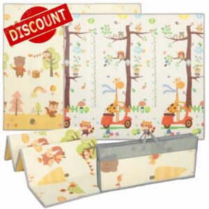 AIYAPLAY Foldable Reversible Baby Play Mat 200 x 180 cm Tree & Forest Theme                                                          Waterproof Foam Playmat