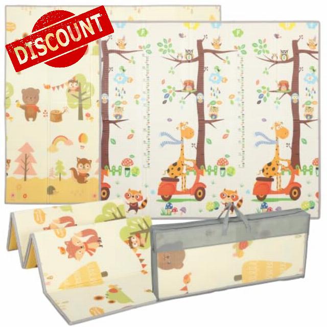 AIYAPLAY Foldable Reversible Baby Play Mat 200 x 180 cm Tree & Forest Theme                                                          Waterproof Foam Playmat