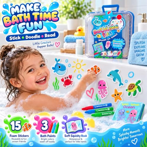 Bath Activity Set for Creative Water Play Bathtime Fun Kit with multicoloured bath paint