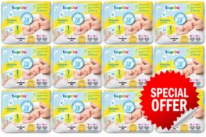 Lupilu Newborn Nappies Size 1 – 12 Pack Bulk Buy – 288 Nappies – 2-5kg / 4-11lbs – Great Value Baby Essentials Multipack
