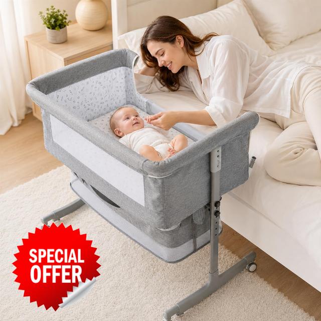 4-in-1 Bedside Crib 6 Height Settings
