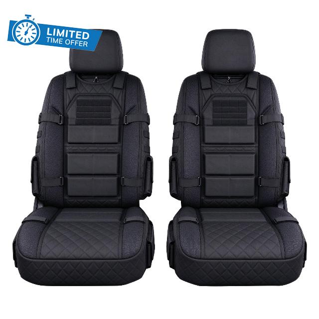 Tactical Car Seat Organizer With Storage Pouches & Webbing Straps                                                          Adds Practical Front-Seat Storage With Built-In Pockets