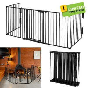 Metal Extendable Fire Guard Foldable with Door for log burner