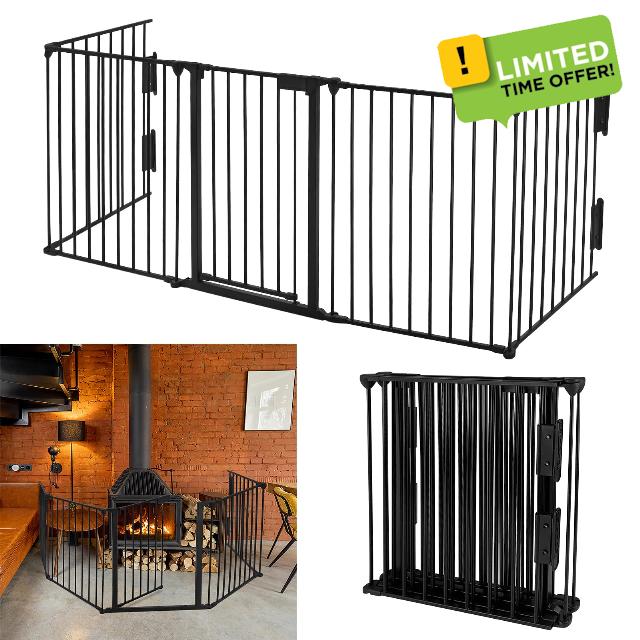 Metal Extendable Fire Guard Foldable with Door for log burner