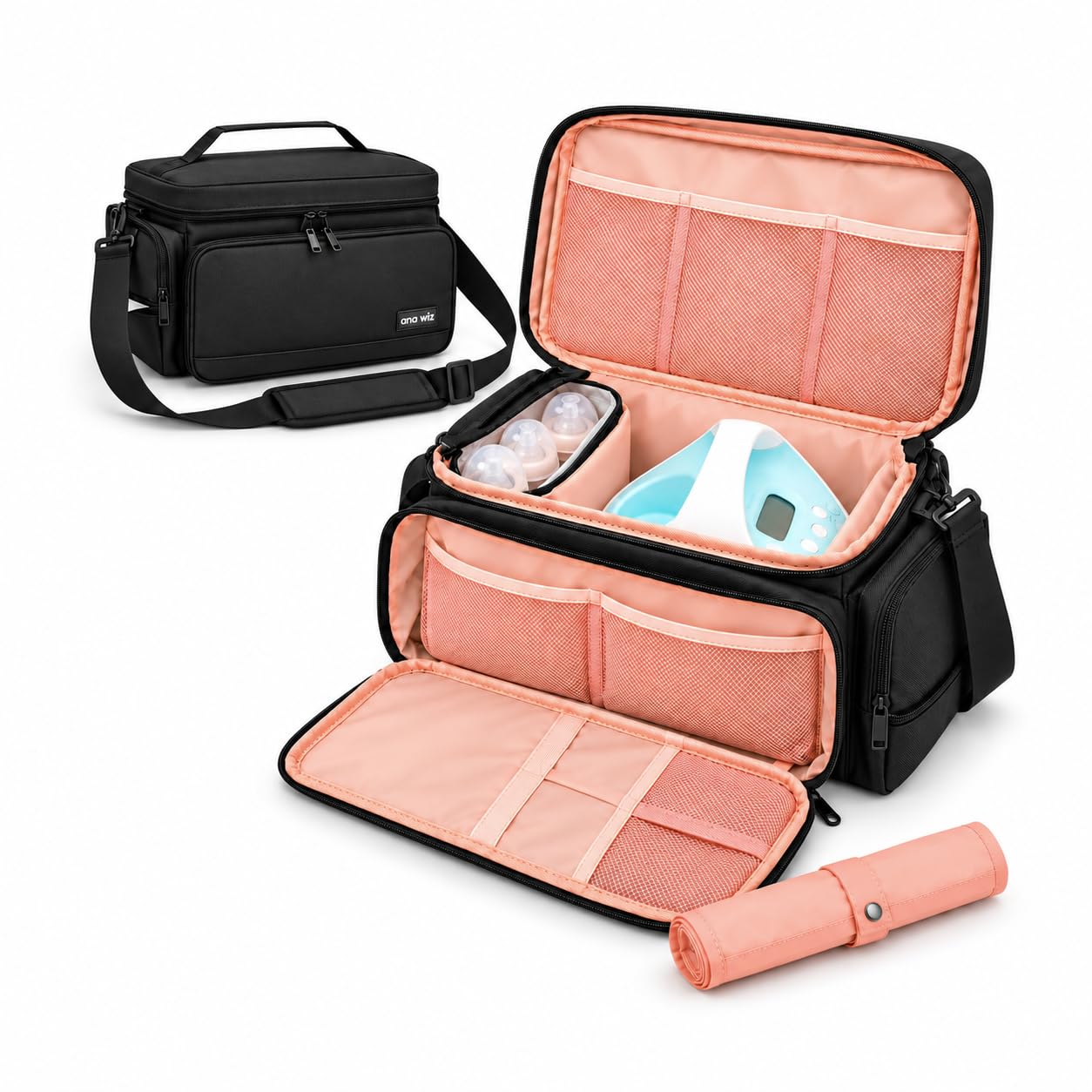 Shoulder Strap & Organiser Pockets - Black