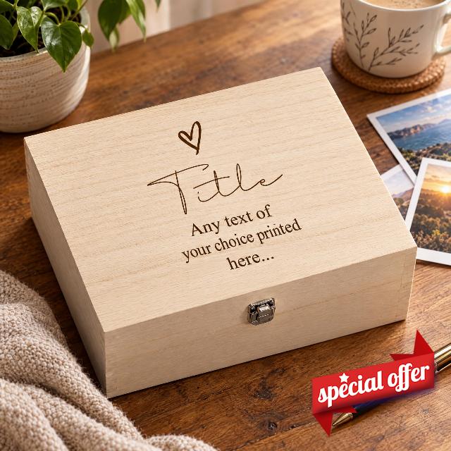 ukgiftstoreonline Personalised Wooden Engraved Keepsake Box Custom Title & Sentiment (Large 30CM BOX)