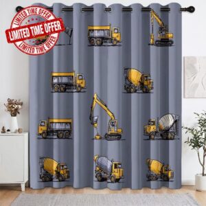 Blackout Curtains 29.5 x 65 Inch Minimalist Excavator Curtains for Kids                                                          Children Cartoon Eyelet Curtain