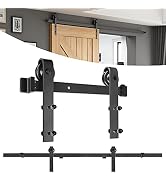 Black metal canopy bed frame with four corner posts and horizontal rails. Assembly includes metal brackets, screws, bolts, and hardware components displayed below frame structure.